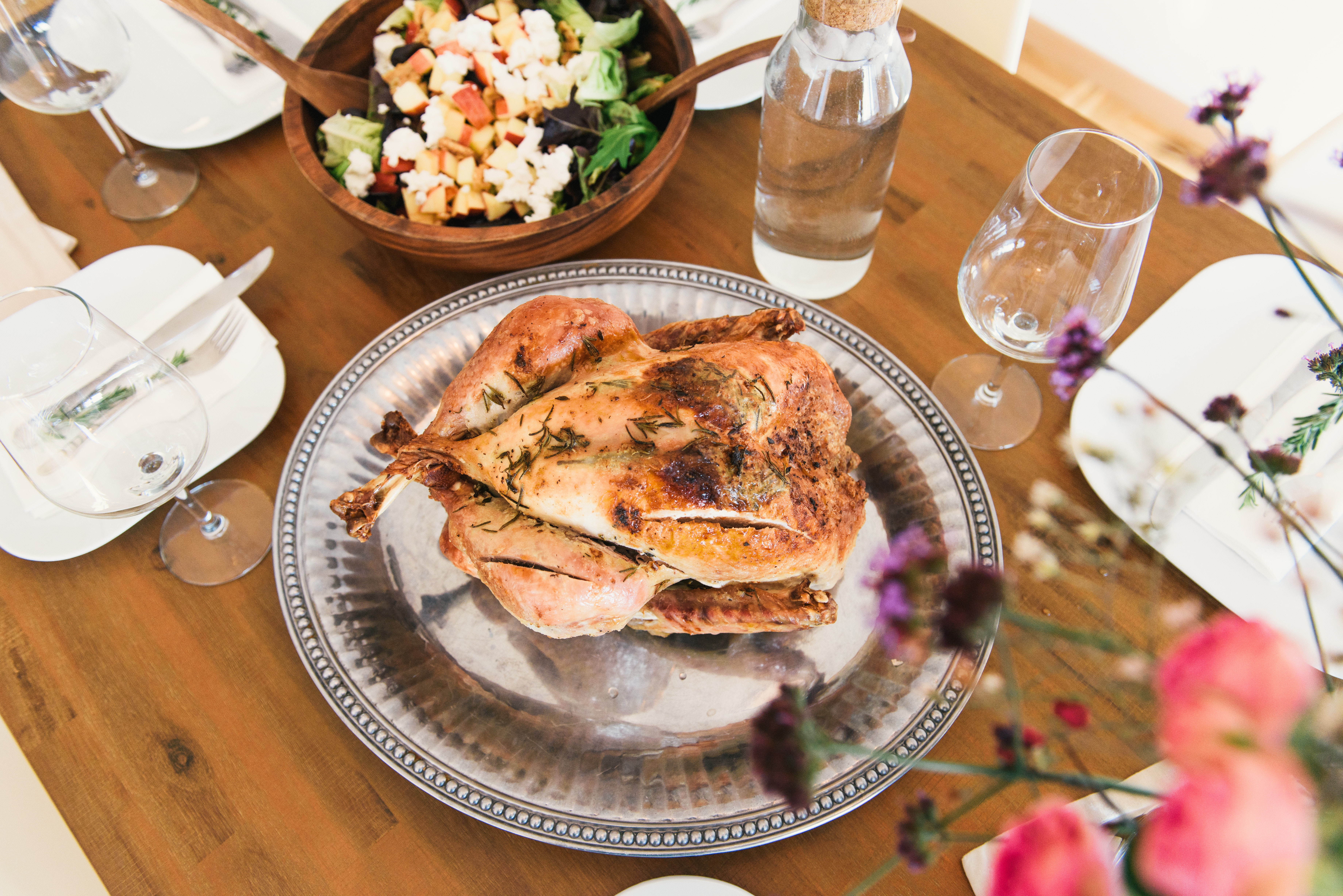 Grilled chicken on the dining table